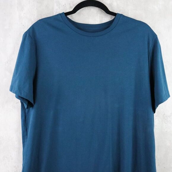 Goodfellow Tee Shirt Mens Large Teal Blue Lyndale Crew Short Sleeve Solid Cotton - Picture 2 of 5